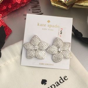 Kate Spade Blooming Pave Floral Earrings Silver